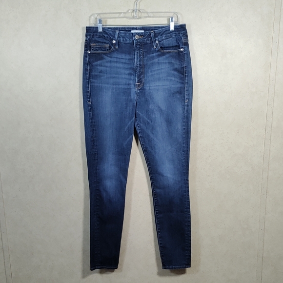 09139 Good American Good Waist tapered leg jeans 12 / 31 EUC - Picture 1 of 13